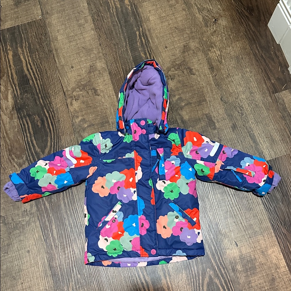 Mini Boden Girls' All--Weather Waterproof Jacket- Navy Floral Pattern 3Y-4Y - Picture 4 of 6